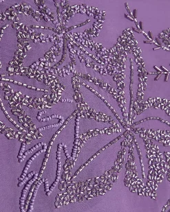 Purple Embellished Hanky Hem Fringed Top