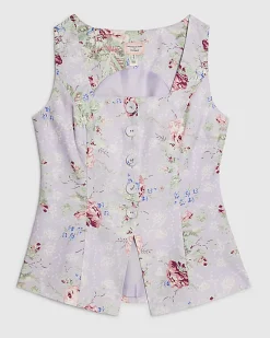 Purple Floral Cotton Waistcoat