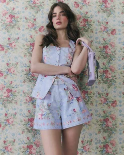 Purple Floral Cotton Waistcoat