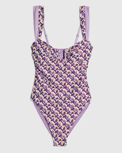 Purple Geometric Pineapple Swimsuit