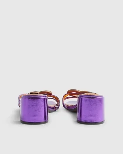 Purple Heart Heeled Mule Sandals