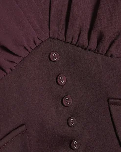 Purple Long Sleeve Corset Detail Blouse