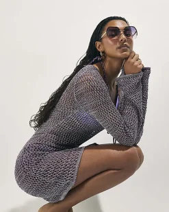 Purple Metallic Knit Tunic