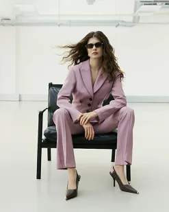 Purple RI Studio Slim Flare Leg Trousers