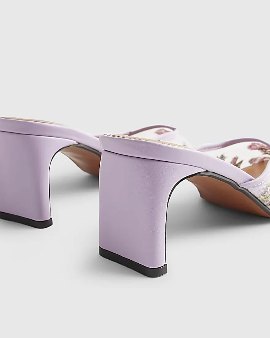 Purple Square Toe Mule Court Shoes