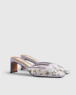 Purple Square Toe Mule Court Shoes