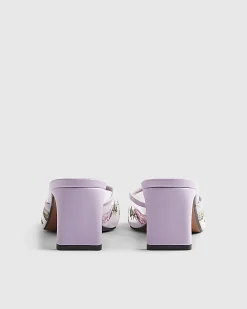Purple Square Toe Mule Court Shoes