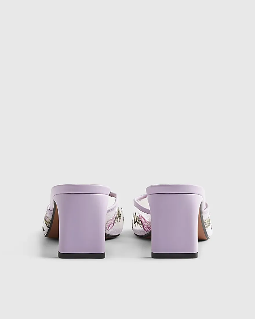 Purple Square Toe Mule Court Shoes