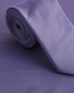 Purple Twill Tie And Handkerchief Set