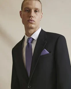 Purple Twill Tie And Handkerchief Set