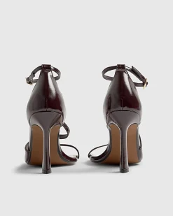Red Buckle Strap Heeled Sandals