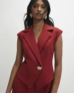 Red Cap Sleeve Wide Leg Jumpsuit