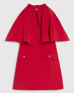 Red Cape Detail Mini Dress