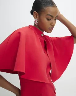 Red Cape Detail Mini Dress