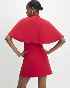 Red Cape Detail Mini Dress