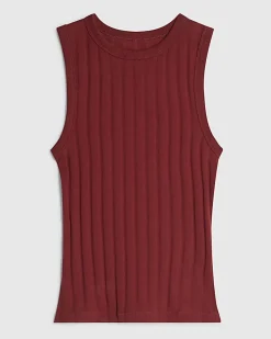 Red Cotton Ribbed Tank Top