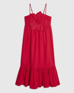 Red 3D Flower Maxi Dress