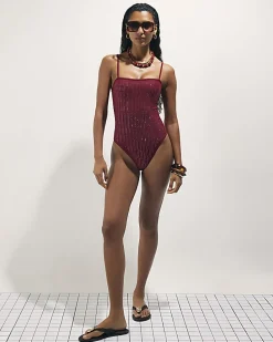 Red Diamante Embellished Swimsuit