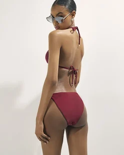 Red Diamante Tie Side Bikini Bottoms