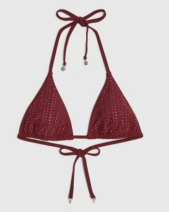 Red Diamante Triangle Bikini Top