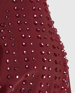 Red Diamante Triangle Bikini Top