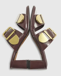 Red Double Buckle Mule Sandals