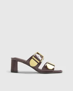 Red Double Buckle Mule Sandals