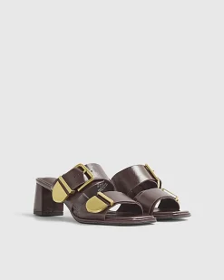 Red Double Buckle Mule Sandals