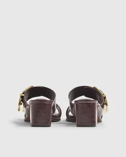 Red Double Buckle Mule Sandals