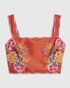 Red Floral Print Crop Top