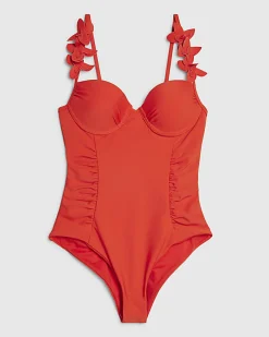 Red Flower Detail Swimsuit