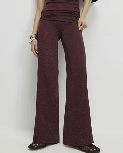 Red Glitter Wide Leg Trousers