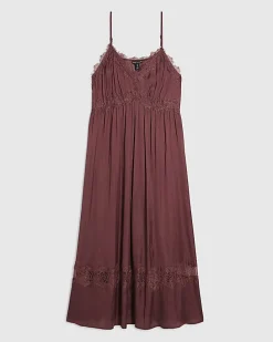 Red Lace Detail Slip Dress