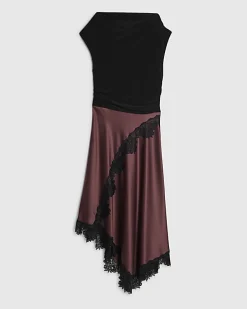 Red Lace Hybrid Drape Maxi Dress
