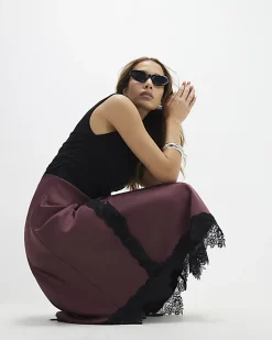 Red Lace Hybrid Drape Maxi Dress