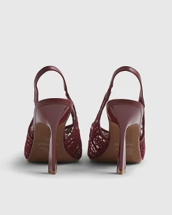 Red Lace Slingback Court Heels