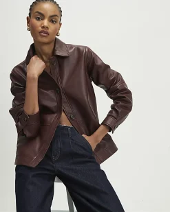 Red Leather Overshirt