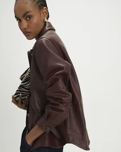 Red Leather Overshirt
