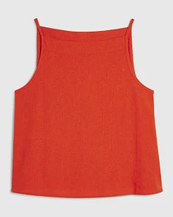 Red Linen Blend Tank Top