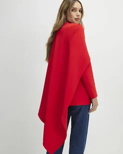 Red Long Sleeve Double Breasted Cape Blazer