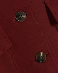 Red Long Sleeve Pocket Detail Bomber Jacket