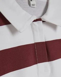 Red Long Sleeve Striped Rugby Top