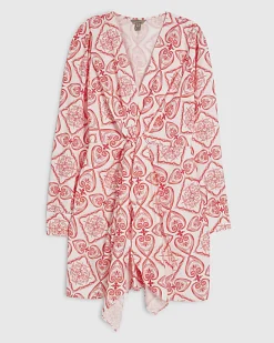 Red Long Sleeve Twist Front Mini Dress