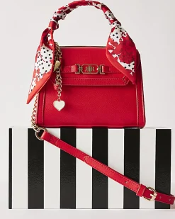 Red Mini Scarf Tote Cross Body Bag
