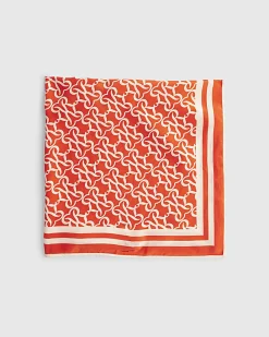 Red Monogram Print Scarf