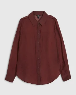 Red Oversized Long Sleeve Blouse