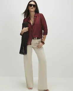 Red Oversized Long Sleeve Blouse