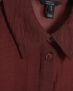 Red Oversized Long Sleeve Blouse