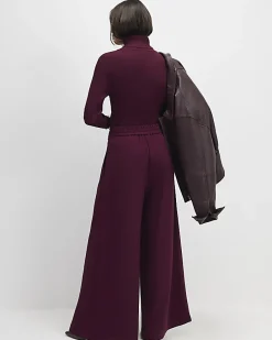 Red Pleated Wide Leg Trousers