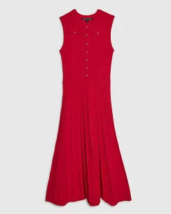 Red Pointelle Maxi Dress